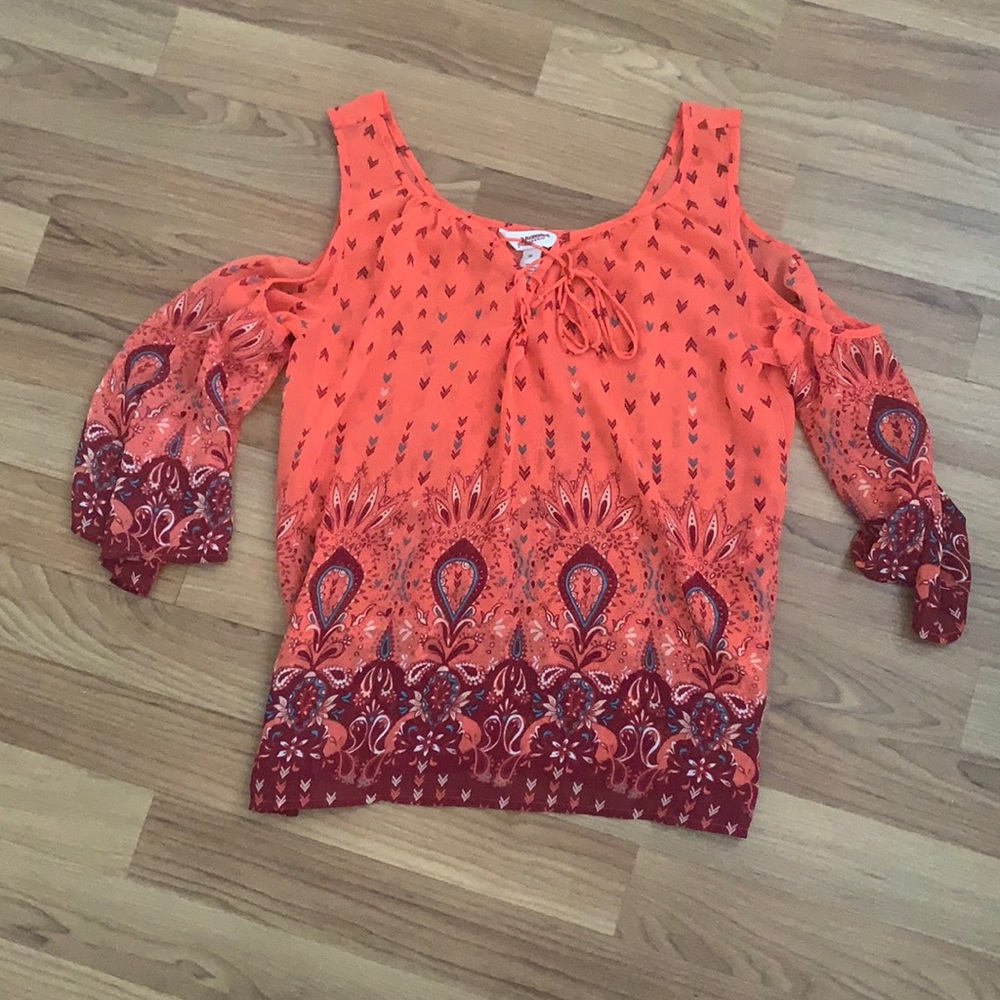 Off the shoulder orange blouse